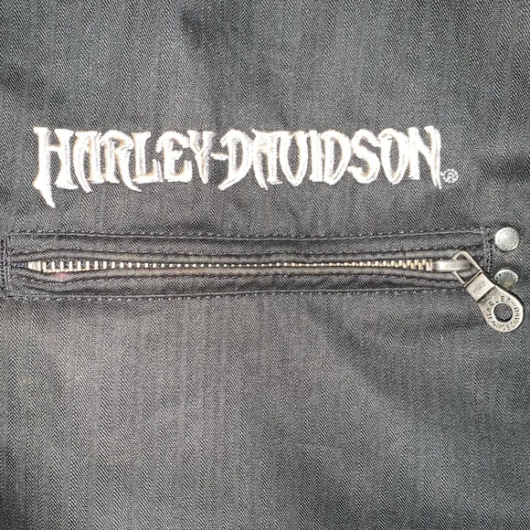 Harley Davidson size L black soft shell riding jacket black skull & wings logo - Picture 6 of 16